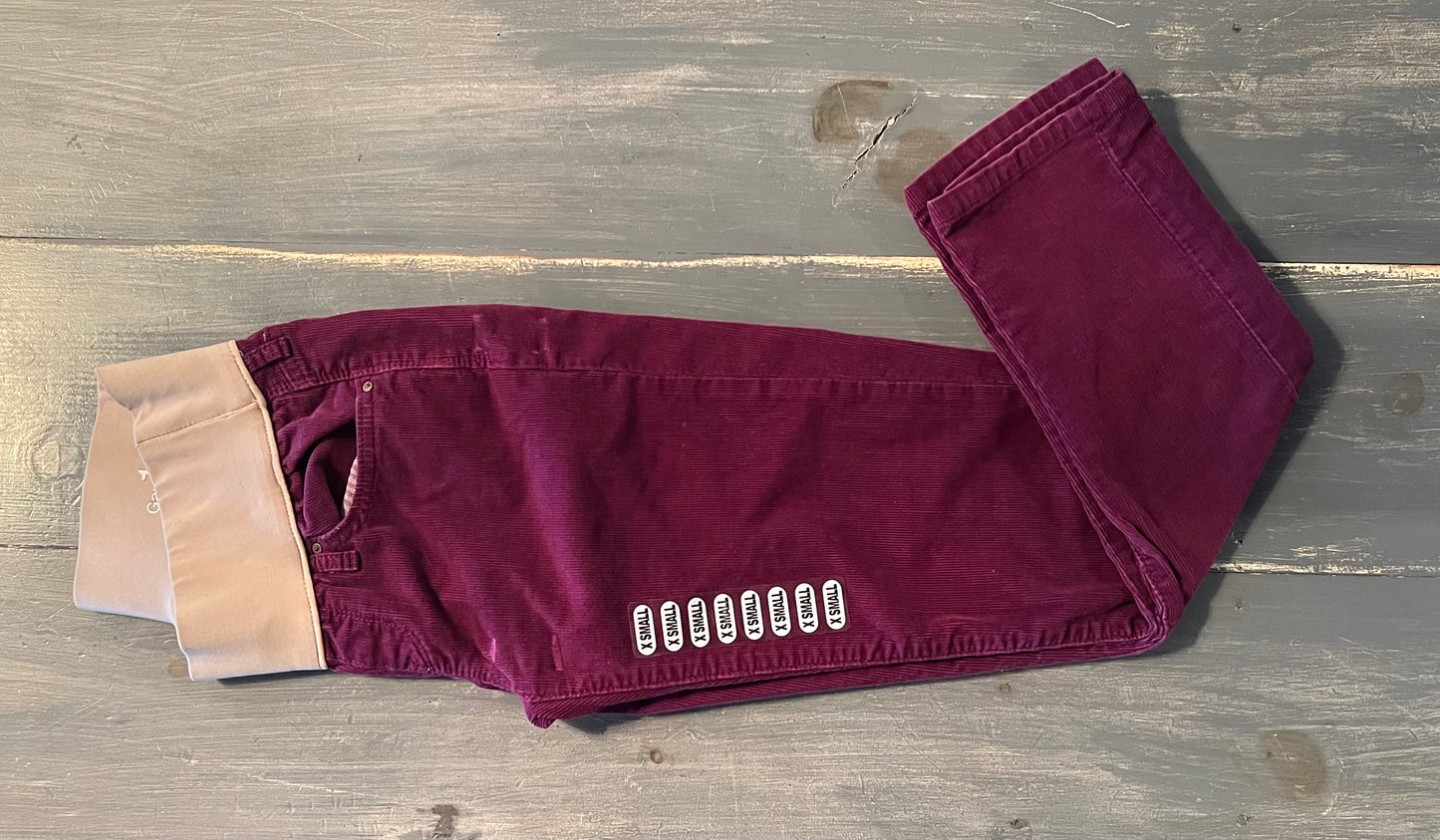 Corduroy under-belly 26" skinny leg pant, Deep Fuchsia
