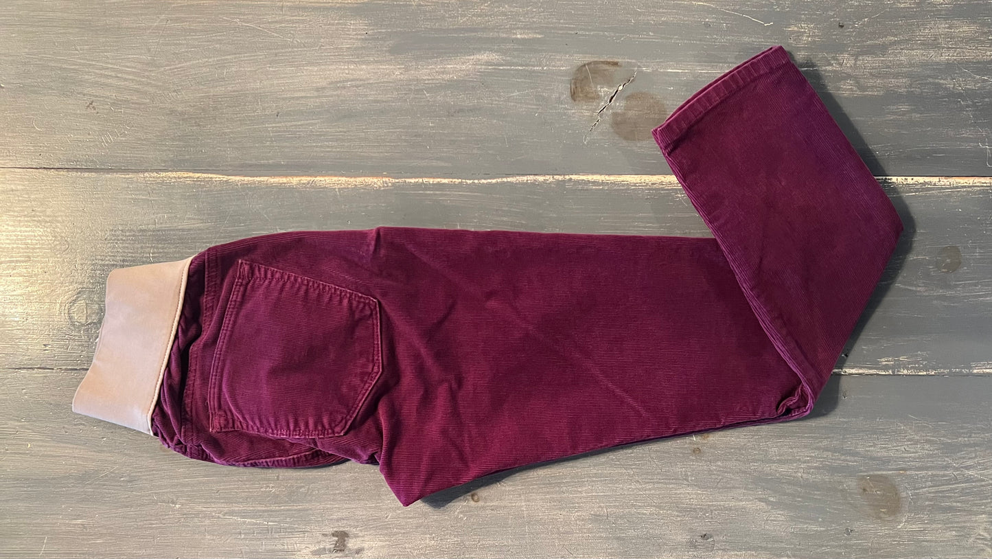 Corduroy under-belly 26" skinny leg pant, Deep Fuchsia