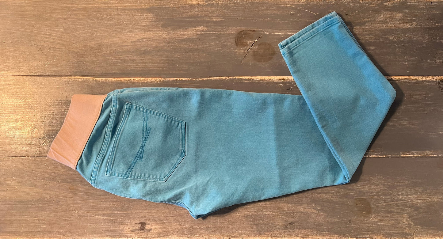 Under-belly panel 28" straight leg jeans, Blue
