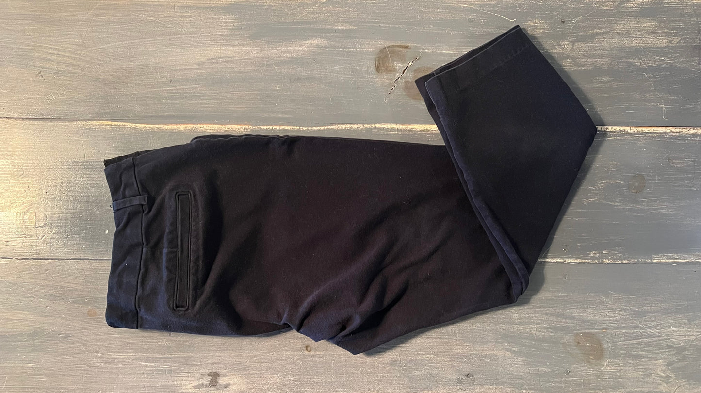 Side panel 24” straight leg cropped trousers, Black