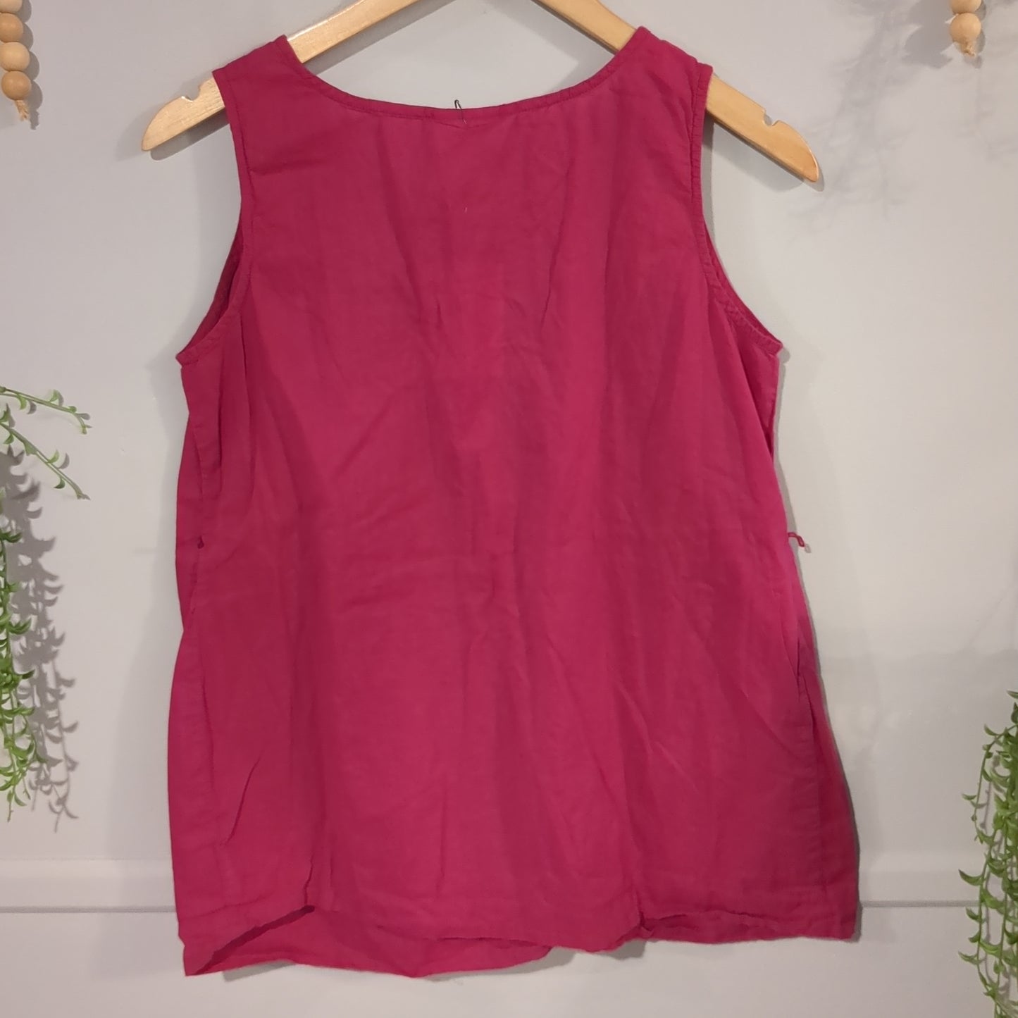 Crocheted accents flowy tank, Fuchsia