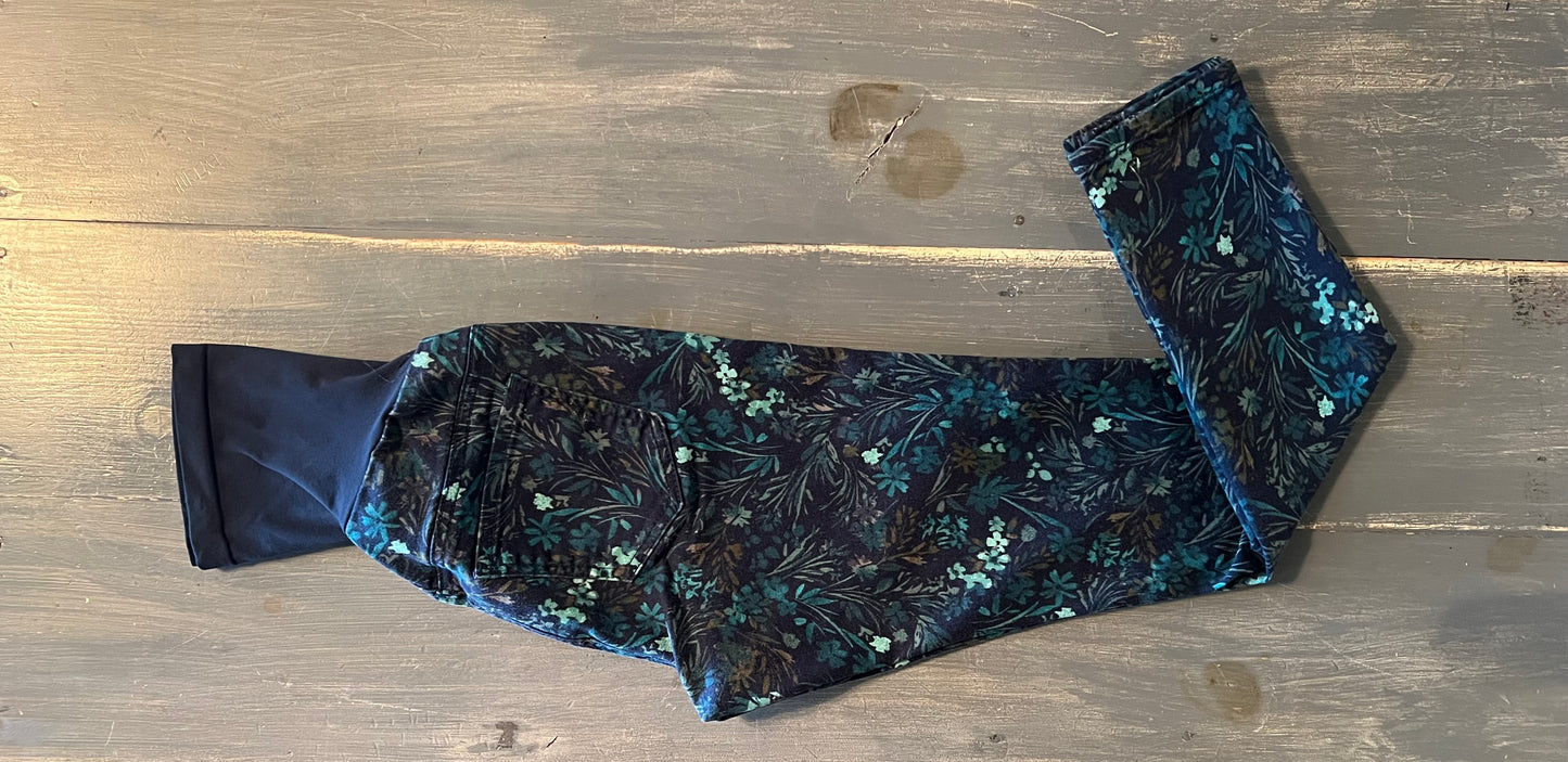 Floral printed full panel 27" skinny jeans, Navy