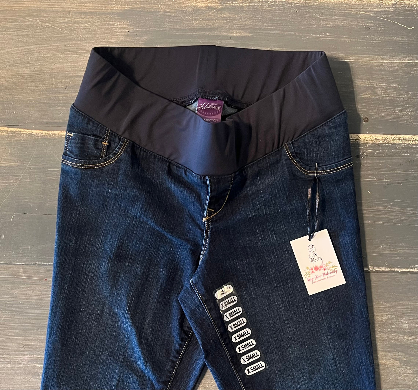 Under-belly panel 30" bootcut jeans, Ultra dark wash