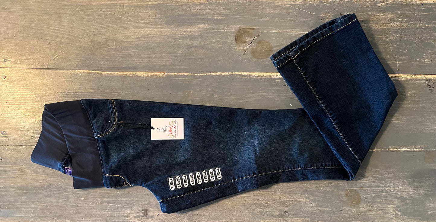 Under-belly panel 30" bootcut jeans, Ultra dark wash