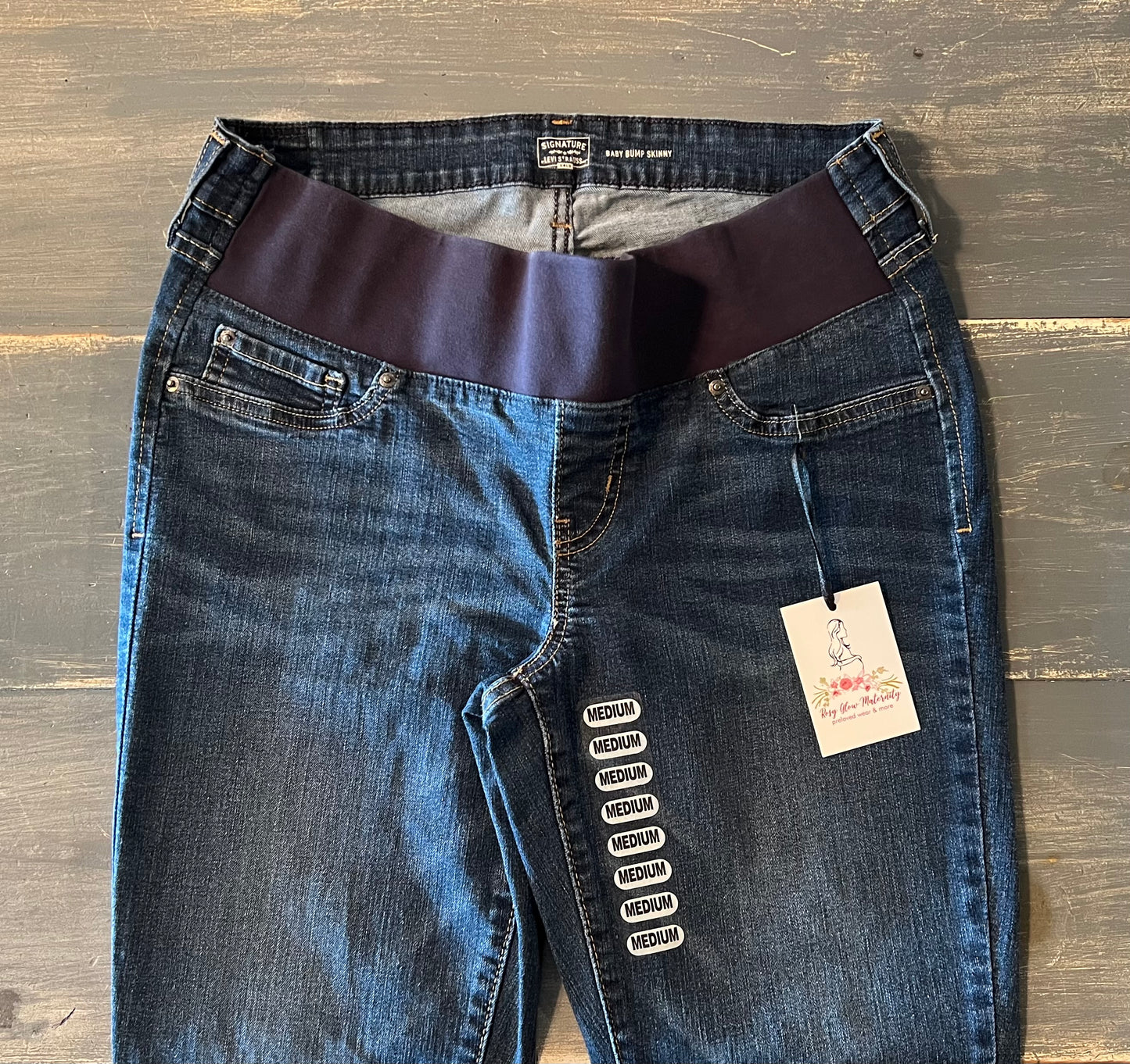 Under-belly panel 28" skinny jeans, Dark wash