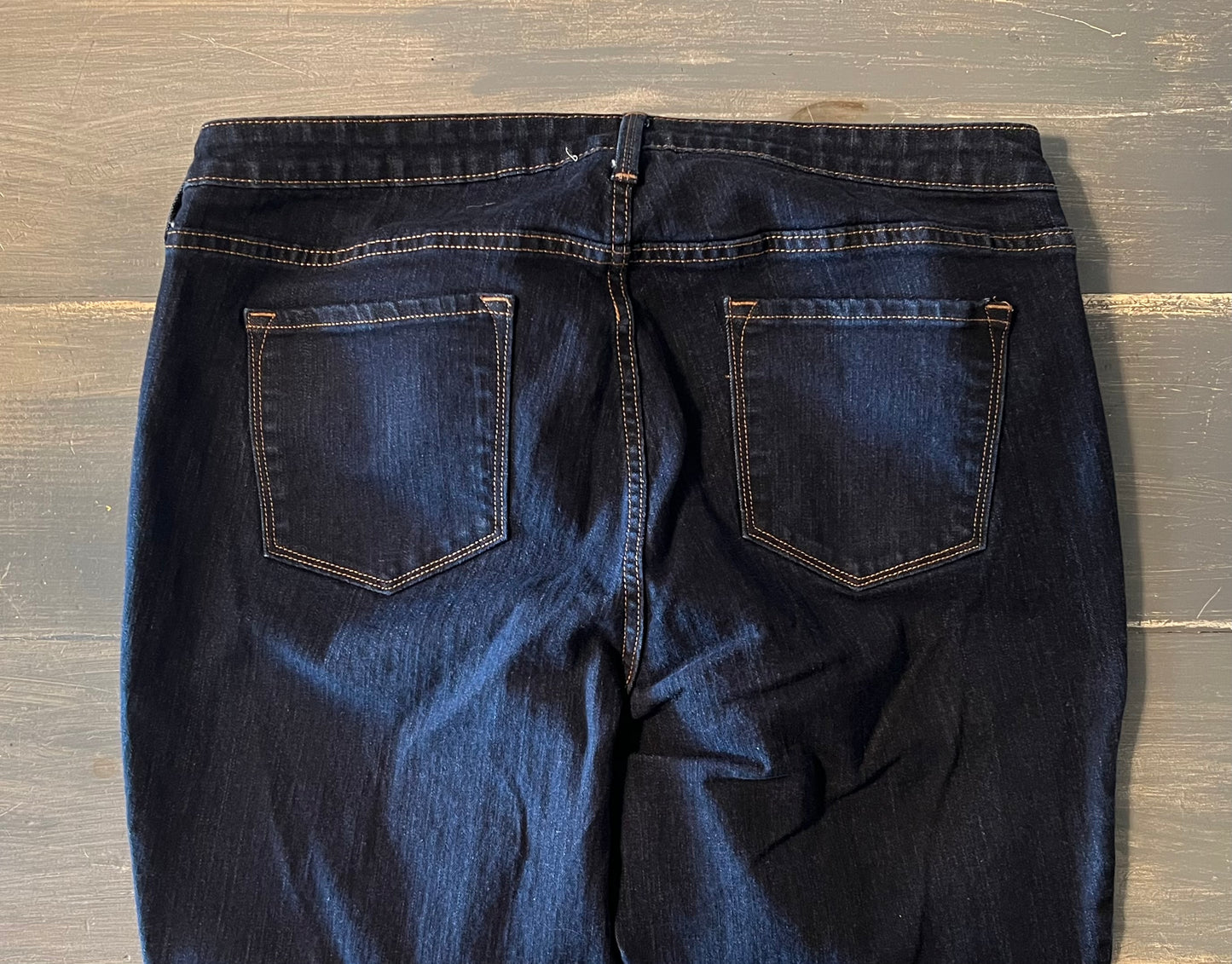 Side panels 29" skinny jeans, Dark wash