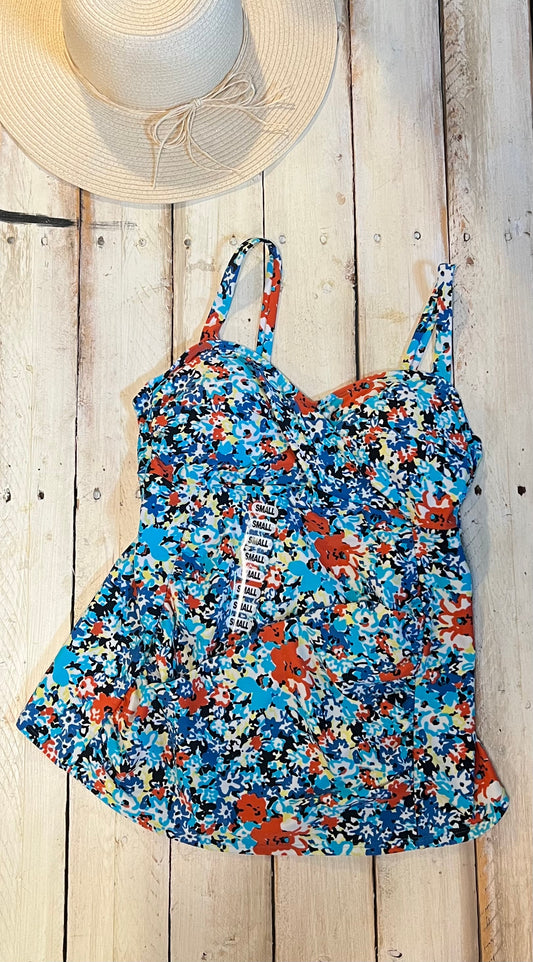Twisted tankini swimsuit top, Summer florals