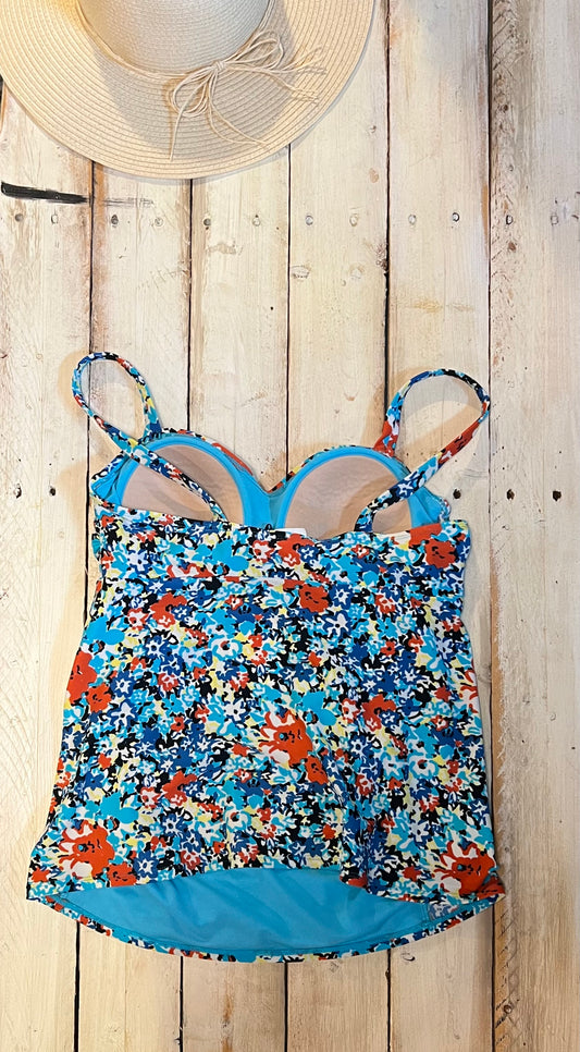 Twisted tankini swimsuit top, Summer florals