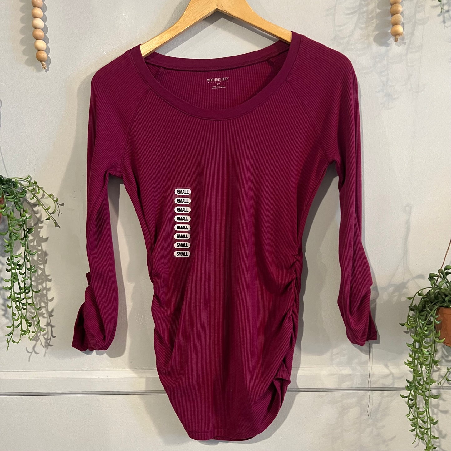 Classic fitted waffle knit LS tee, Multi