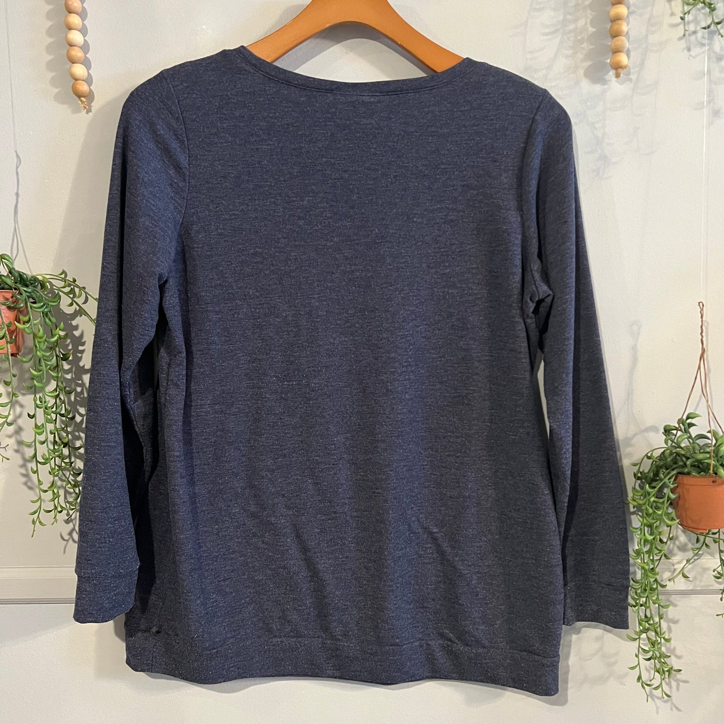 Lace accent boxy LS sweatshirt, Navy