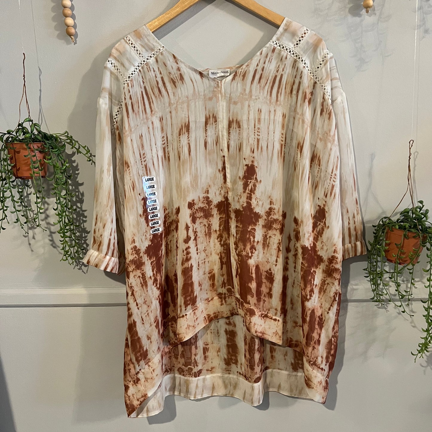 Crochet accent sheer overlay, White