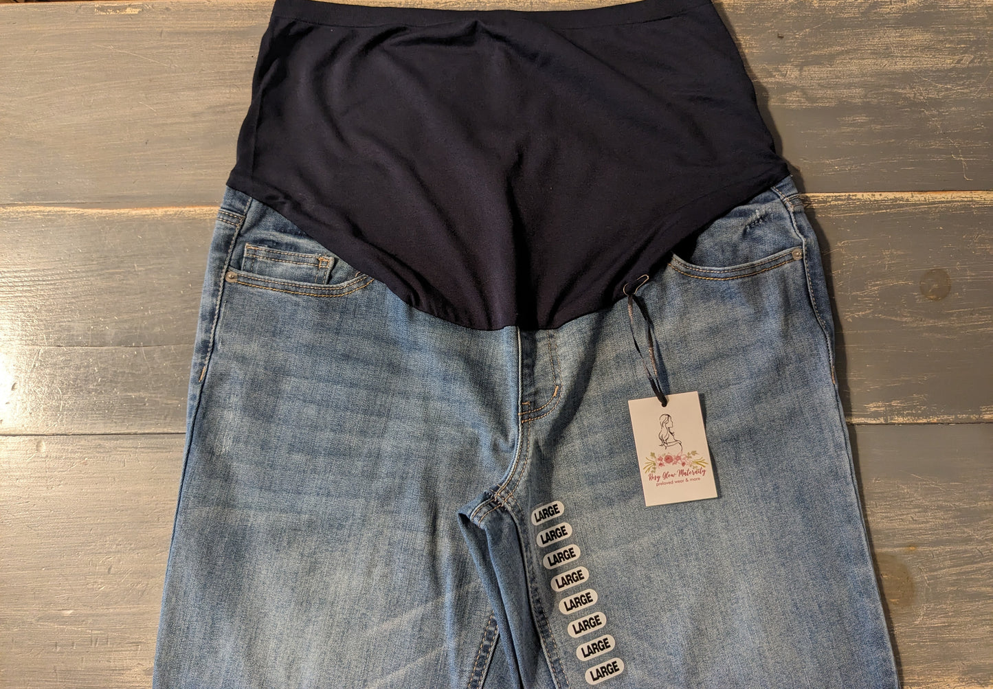 Ombre raw hem full panel 27" skinny jeans, Medium wash