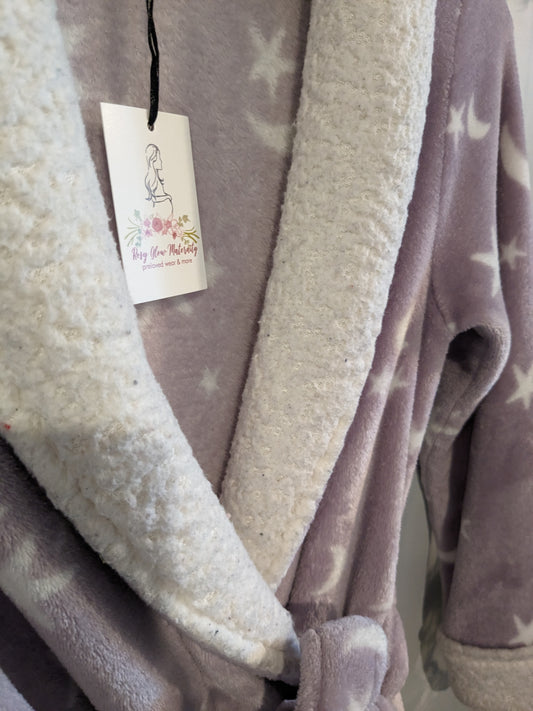 Extra cozy belted crossover robe, Lilac stars -NF