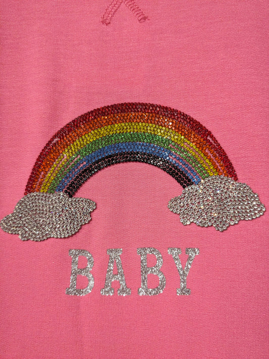'rainbow BABY' graphic LS tee, Bubblegum pink *brand new*