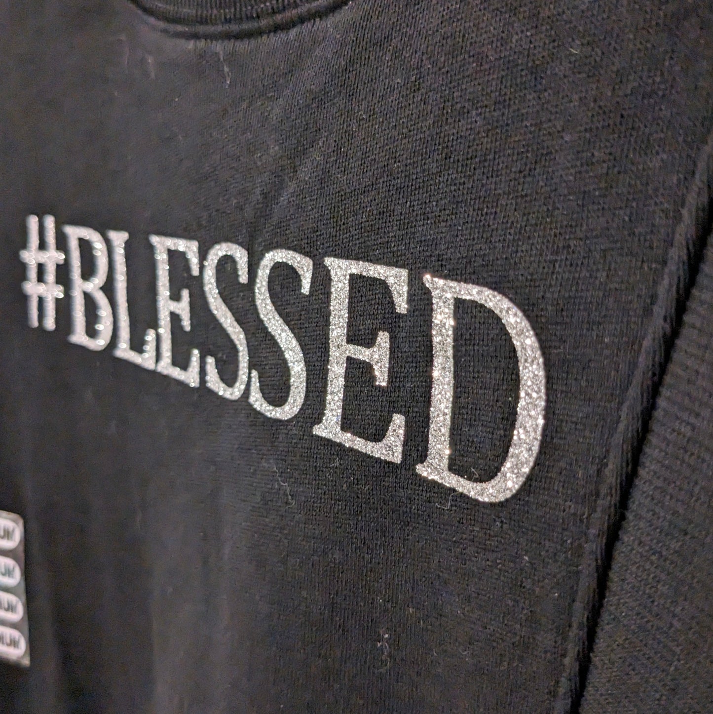 '#blessed' graphic w/ pearls LS nursing crew, Black *brand new* -NF