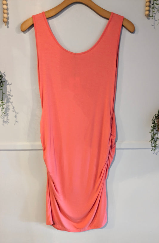 Double scoop neck fitted tank midi dress, Salmon