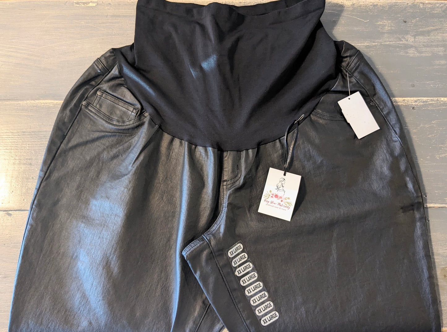 Faux leather full panel 27" skinny pants, Black *brand new*