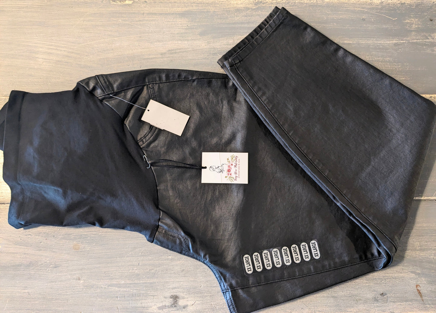 Faux leather full panel 27" skinny pants, Black *brand new*