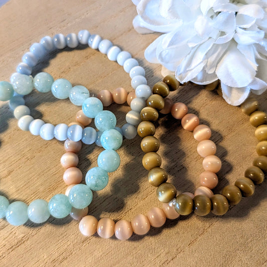 Handmade stretchy bead bracelet, Asst'd