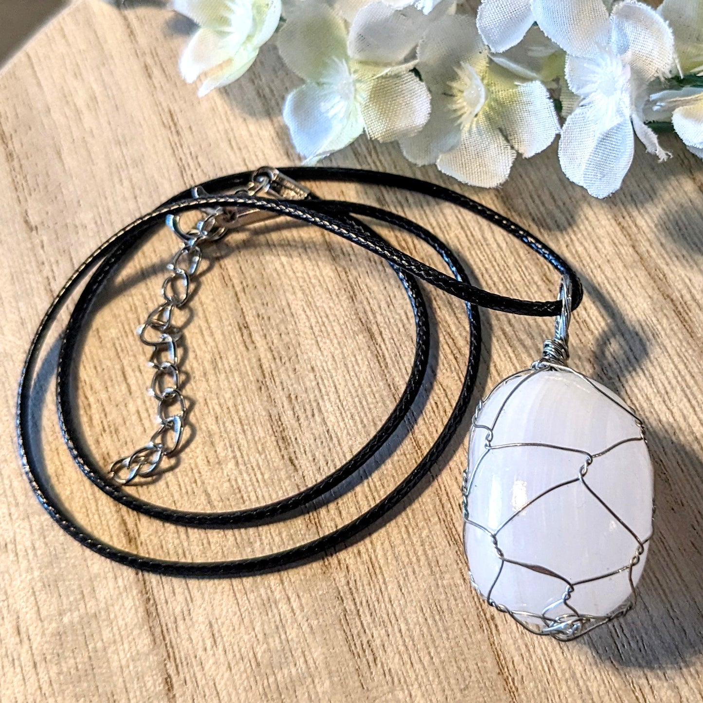 Handmade wire-wrapped stone necklace, Asst'd
