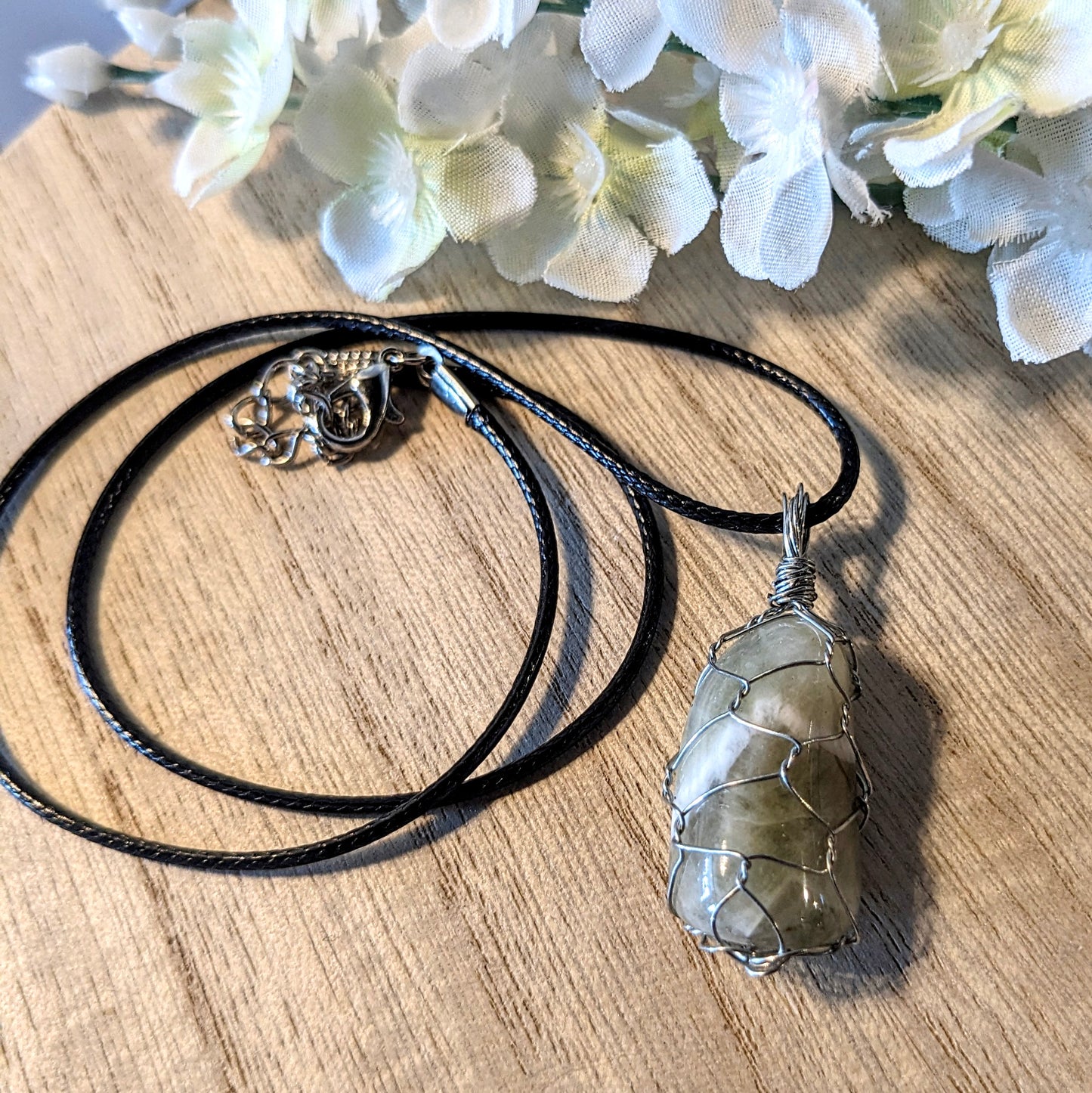 Handmade wire-wrapped stone necklace, Asst'd