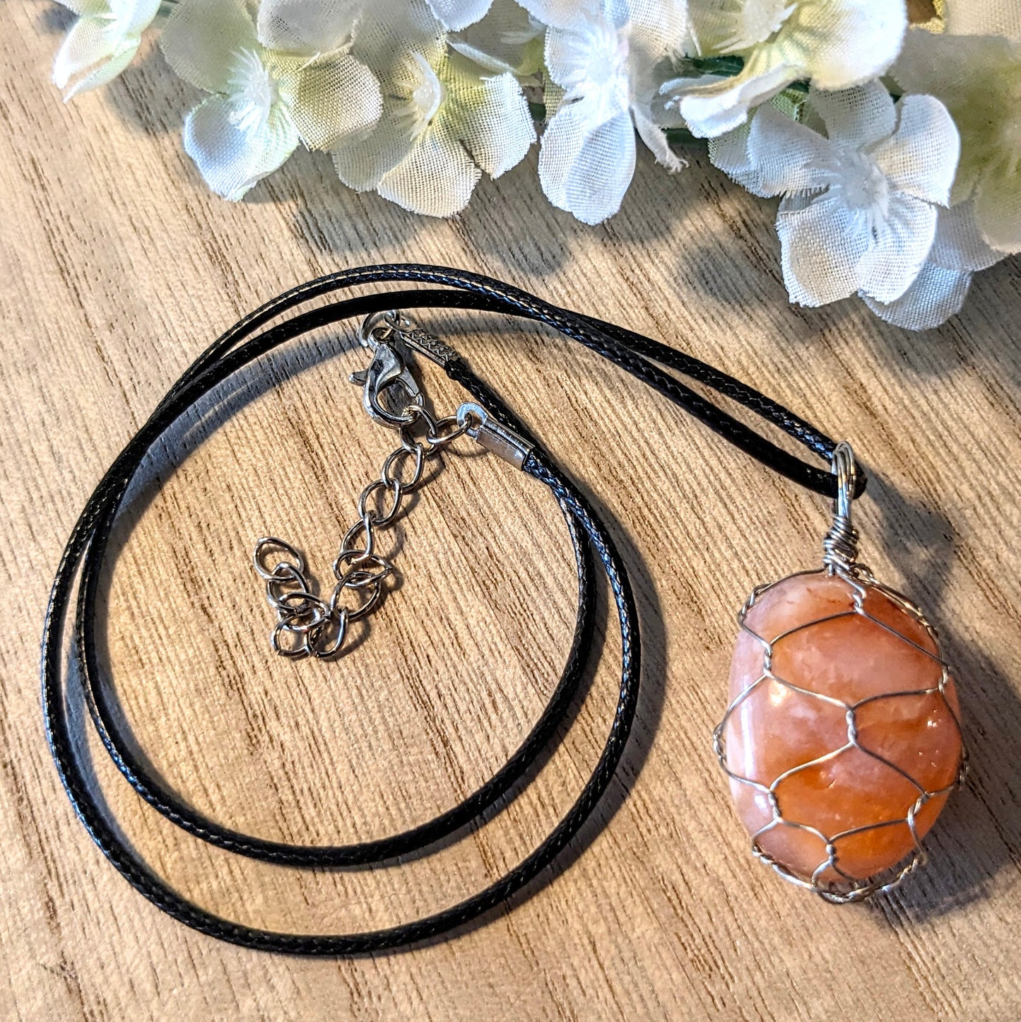 Handmade wire-wrapped stone necklace, Asst'd