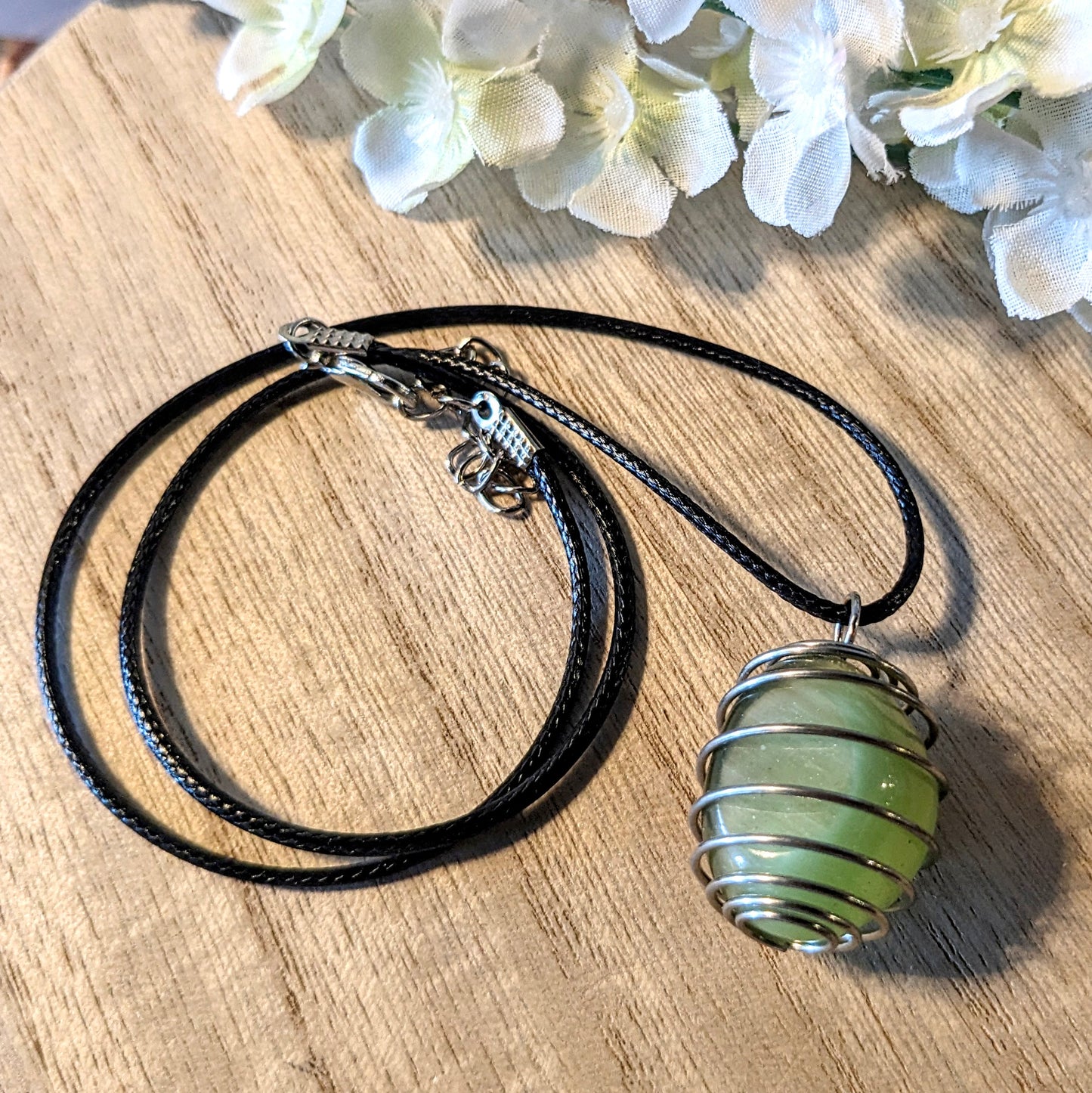 Handmade wire-wrapped stone necklace, Asst'd