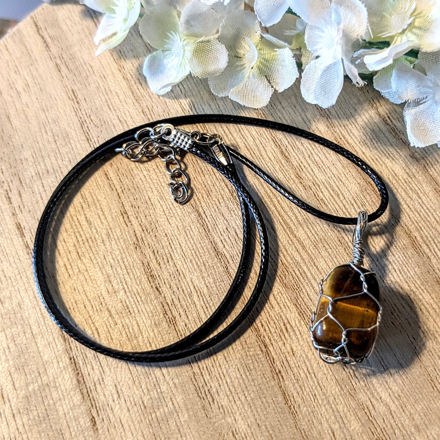Handmade wire-wrapped stone necklace, Asst'd