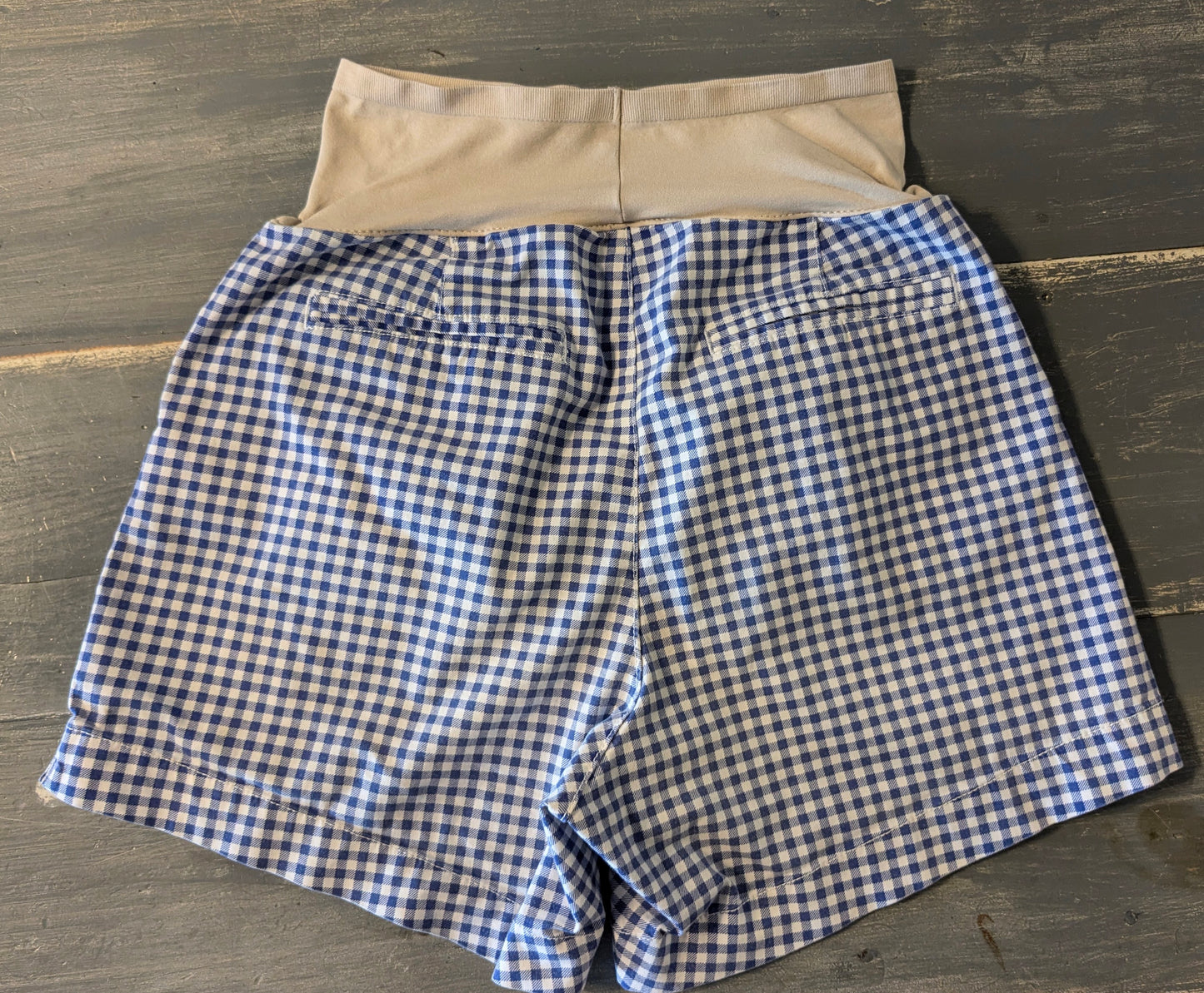 Casual full panel 4" shorts w/ pockets, Blue checkered