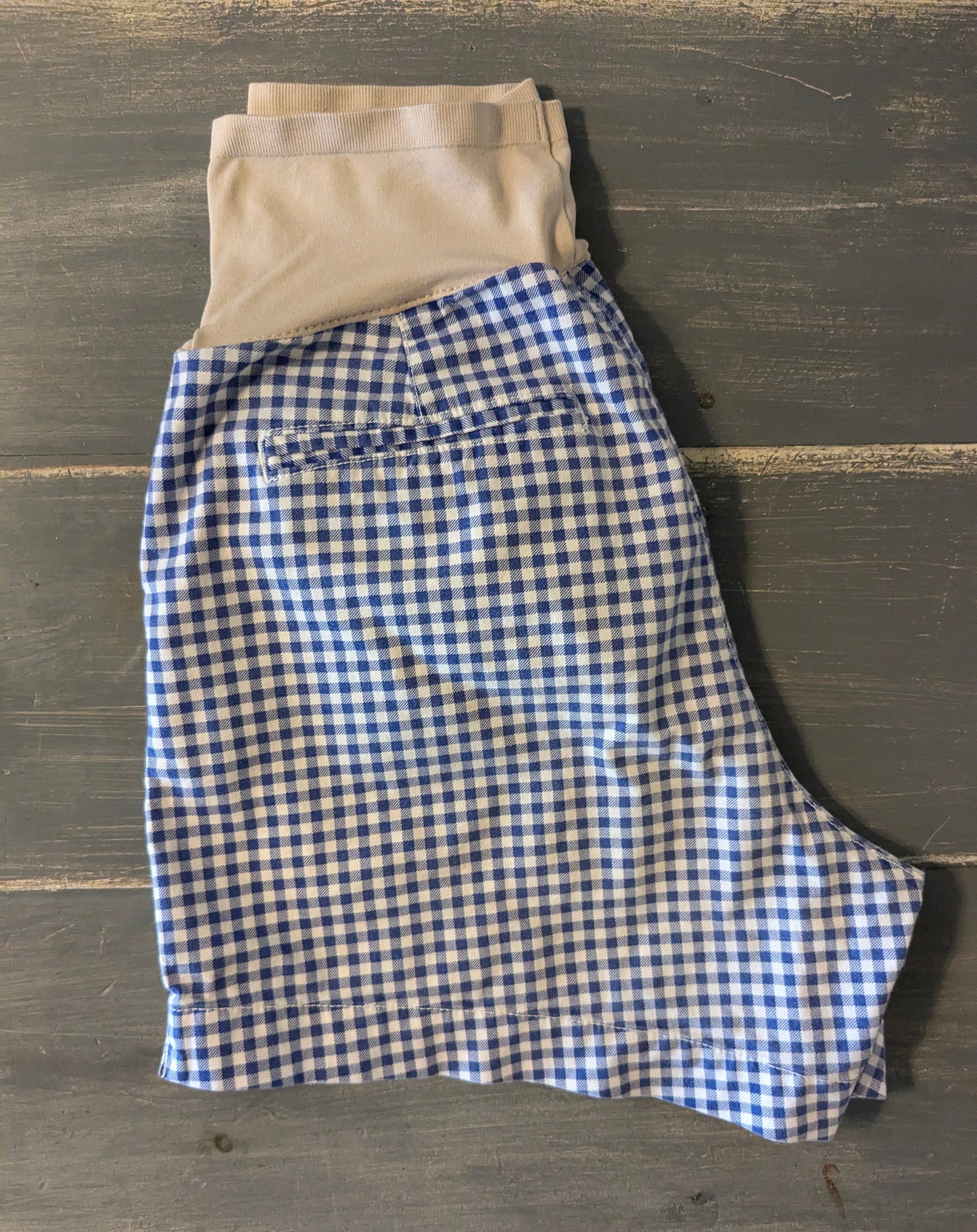 Casual full panel 4" shorts w/ pockets, Blue checkered