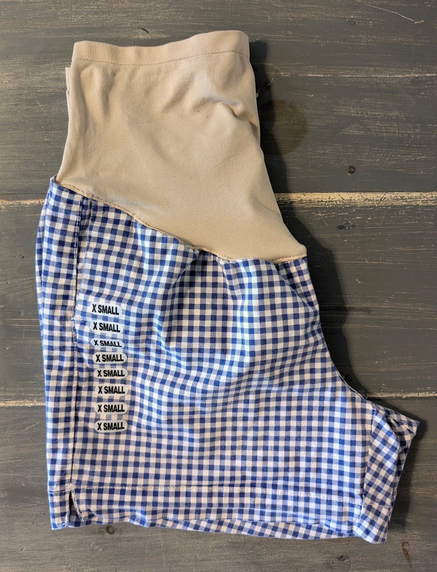 Casual full panel 4" shorts w/ pockets, Blue checkered