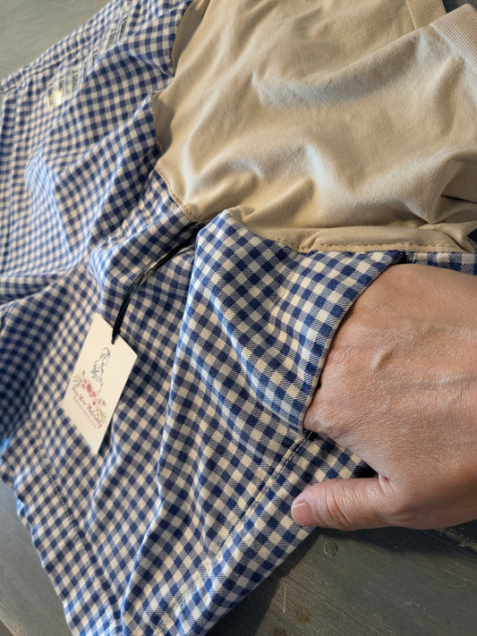 Casual full panel 4" shorts w/ pockets, Blue checkered