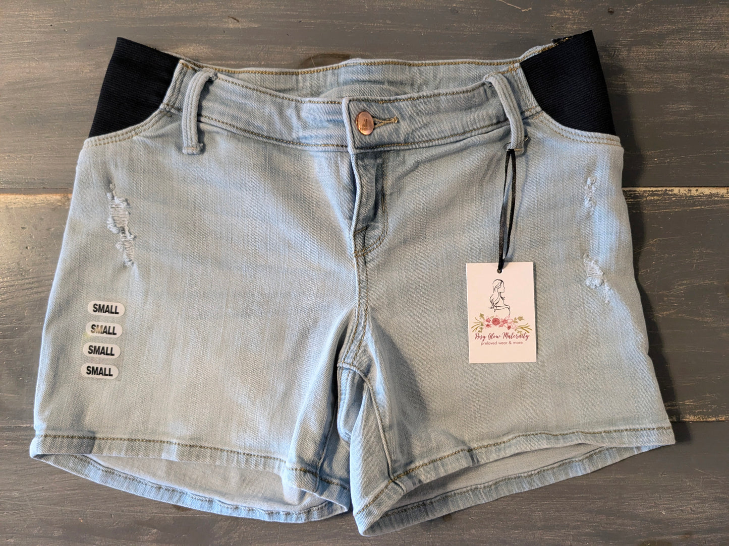 Side panels 4" denim shorts, Light wash