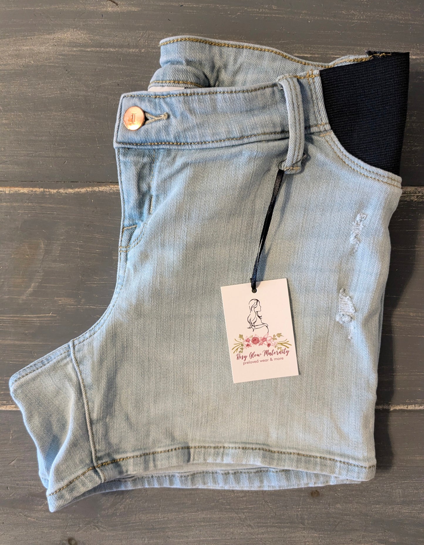 Side panels 4" denim shorts, Light wash