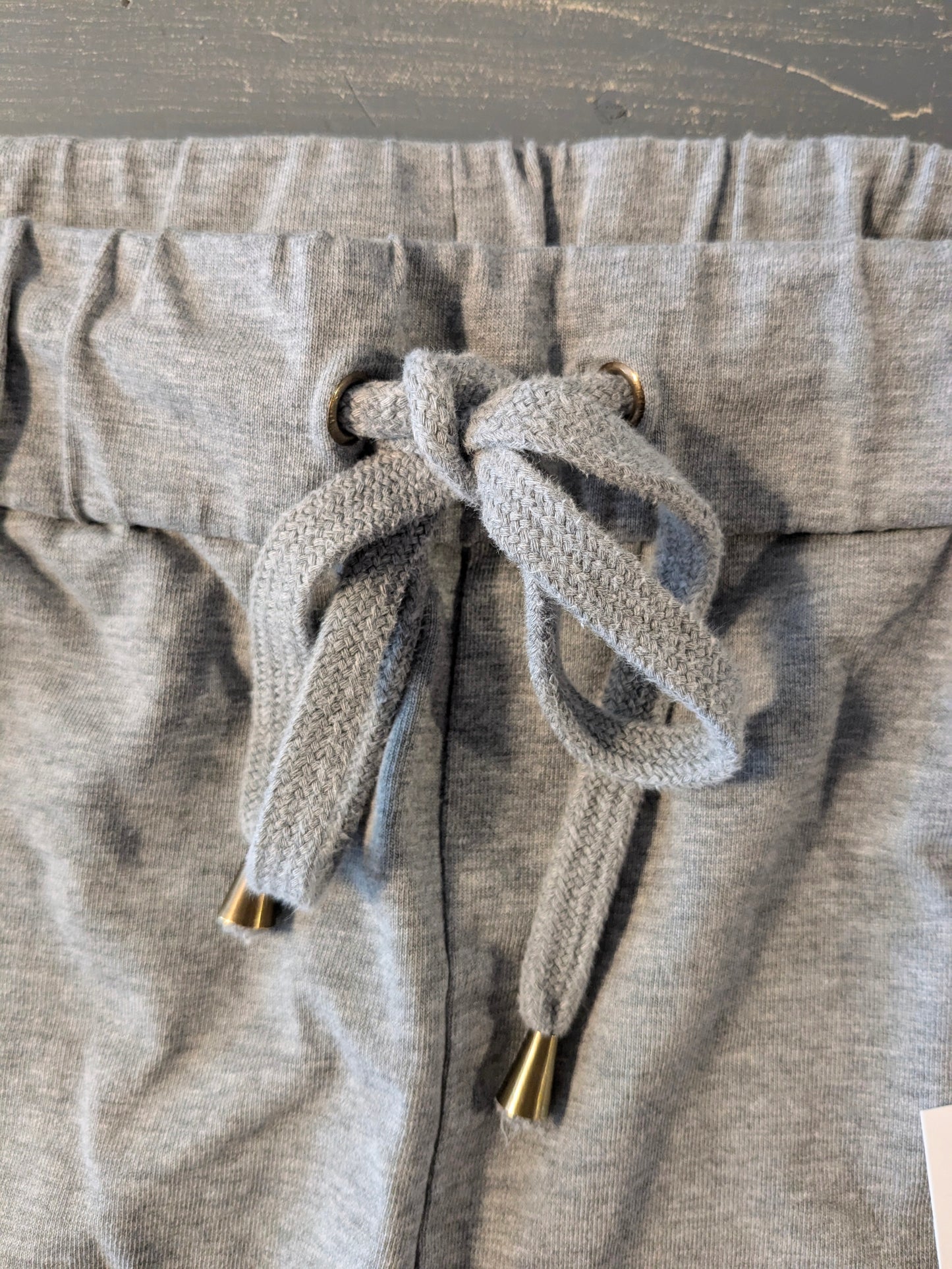 Beaded cuff high-waist 27" pocket lounge pants, Grey