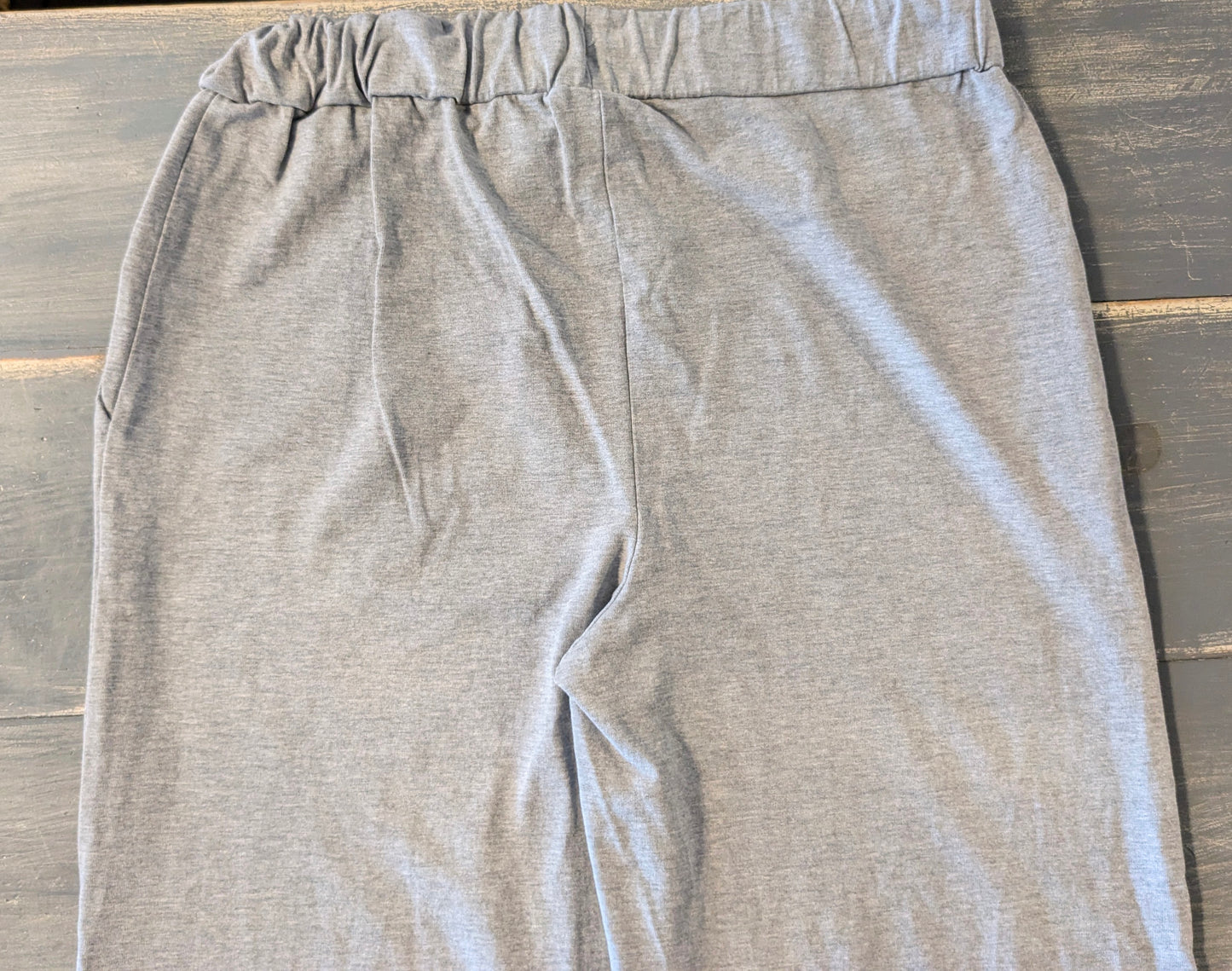 Beaded cuff high-waist 27" pocket lounge pants, Grey