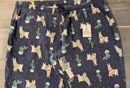 Drawstring waistband 27" lounge pants, Navy llamas