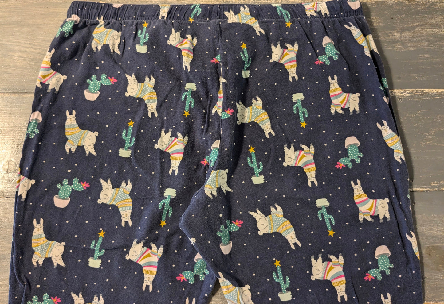 Drawstring waistband 27" lounge pants, Navy llamas