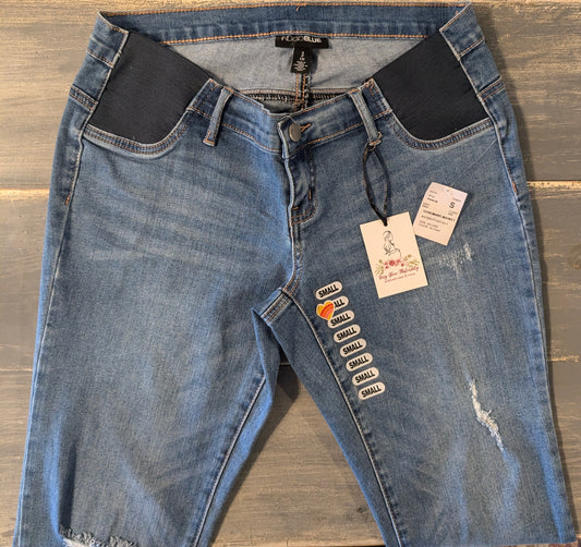 Side panels distressed raw hem 26" skinny jeans, Medium wash *brand new*