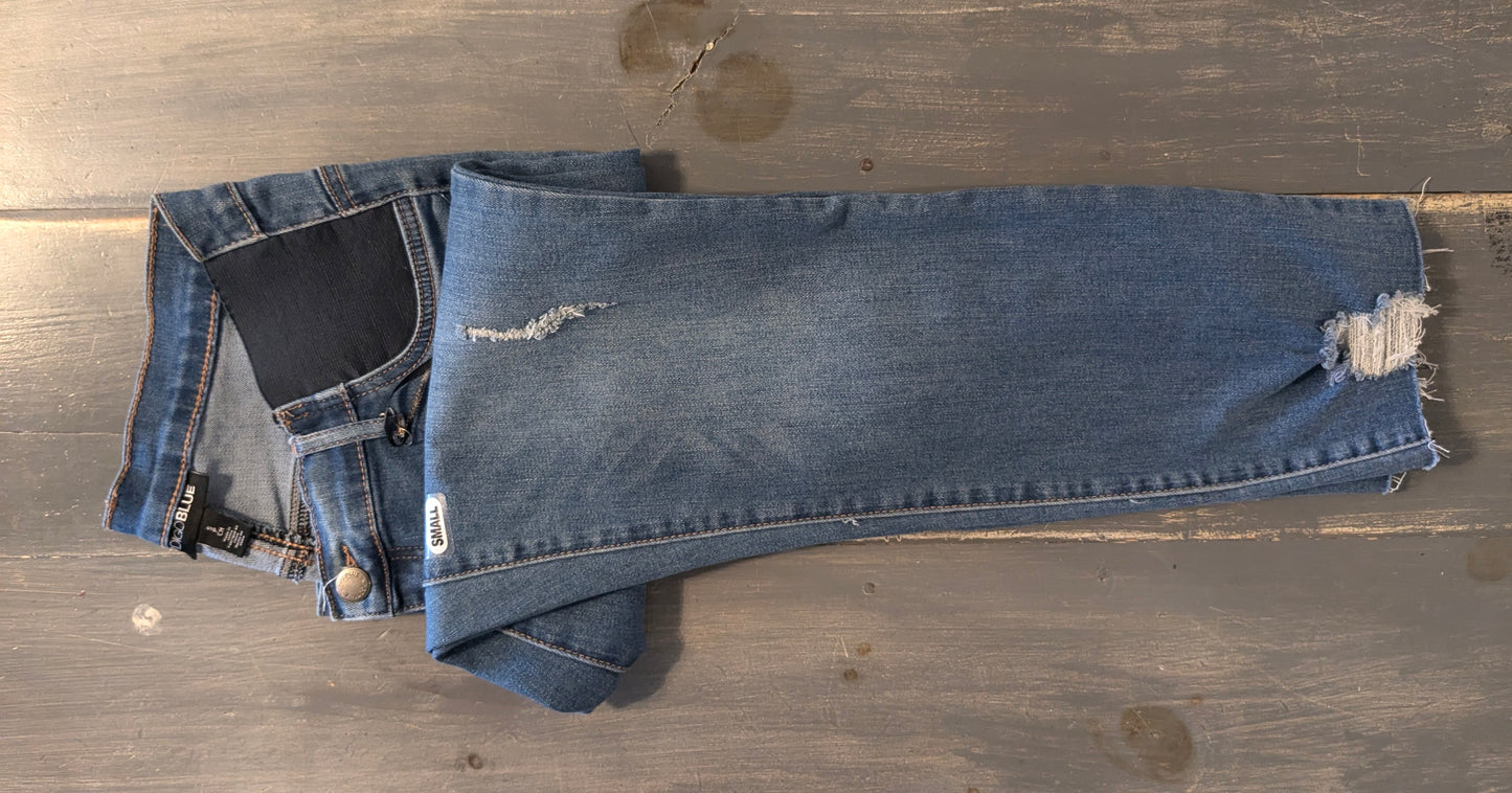 Side panels distressed raw hem 26" skinny jeans, Medium wash *brand new*