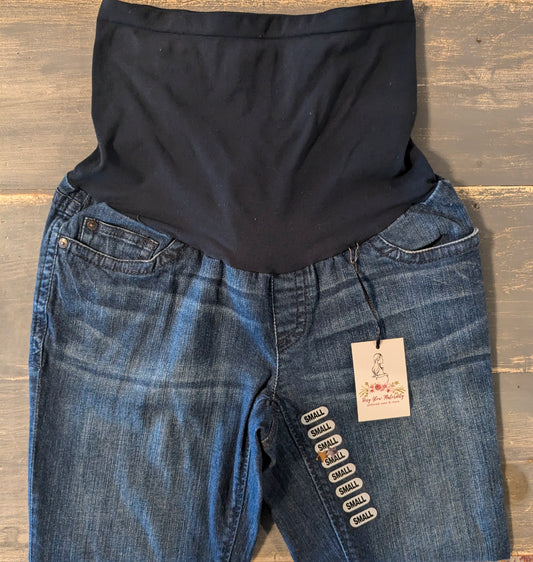Full panel straight leg 23" cropped jeans, Medium wash