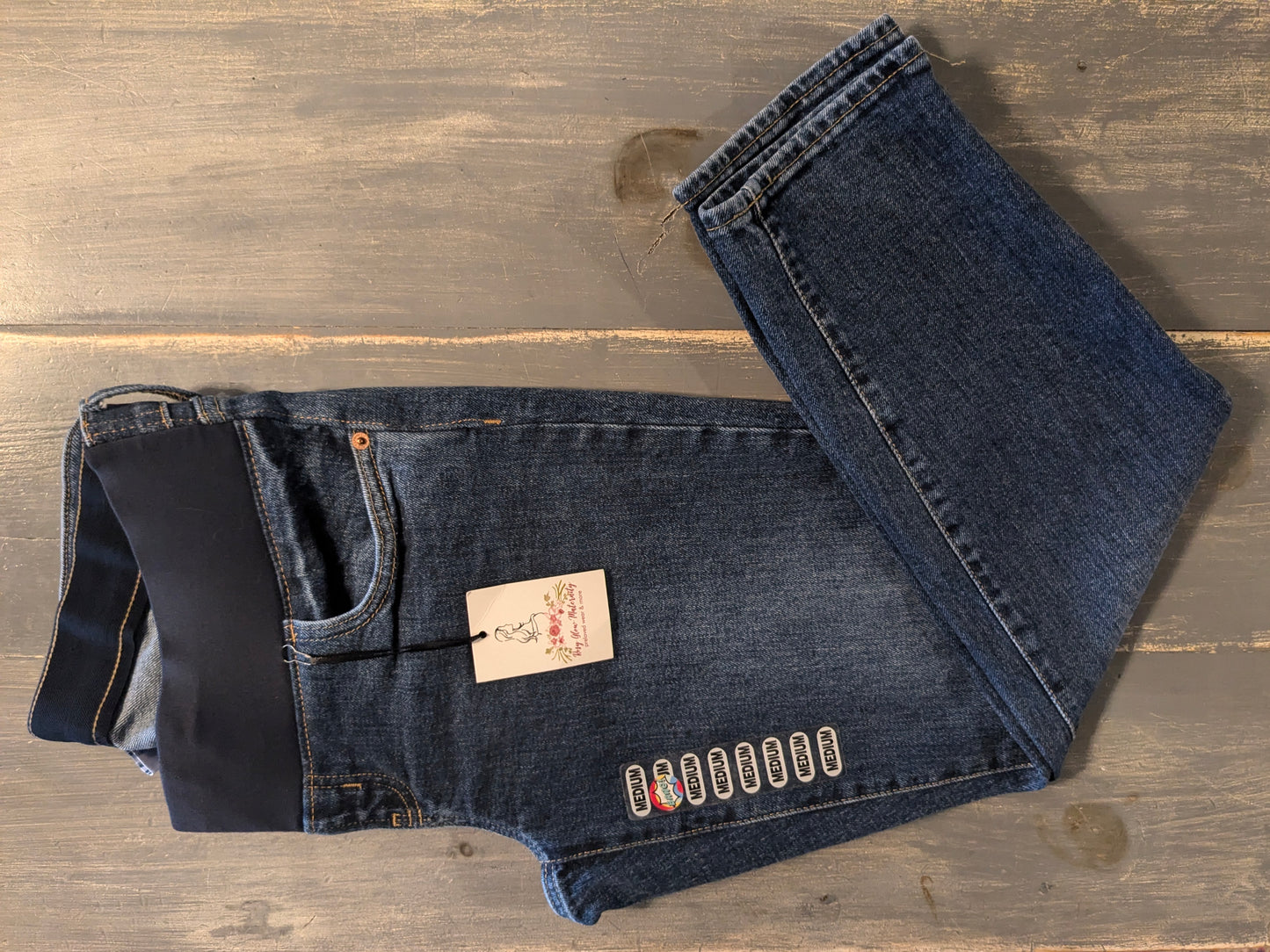 Under-belly panel 26" OG straight leg jeans, Medium wash
