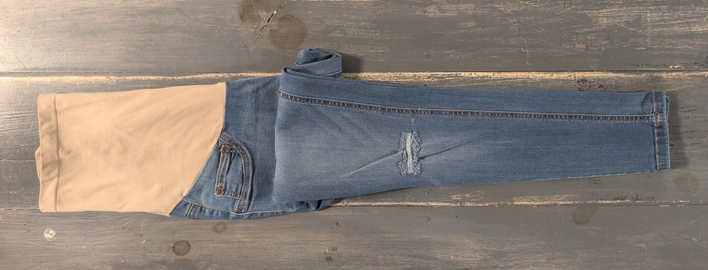 Full panel 26" distressed skinny jeans, Light wash
