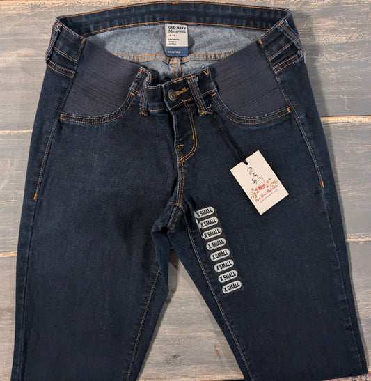 Side panels 27" Rockstar skinny jeans, Dark wash
