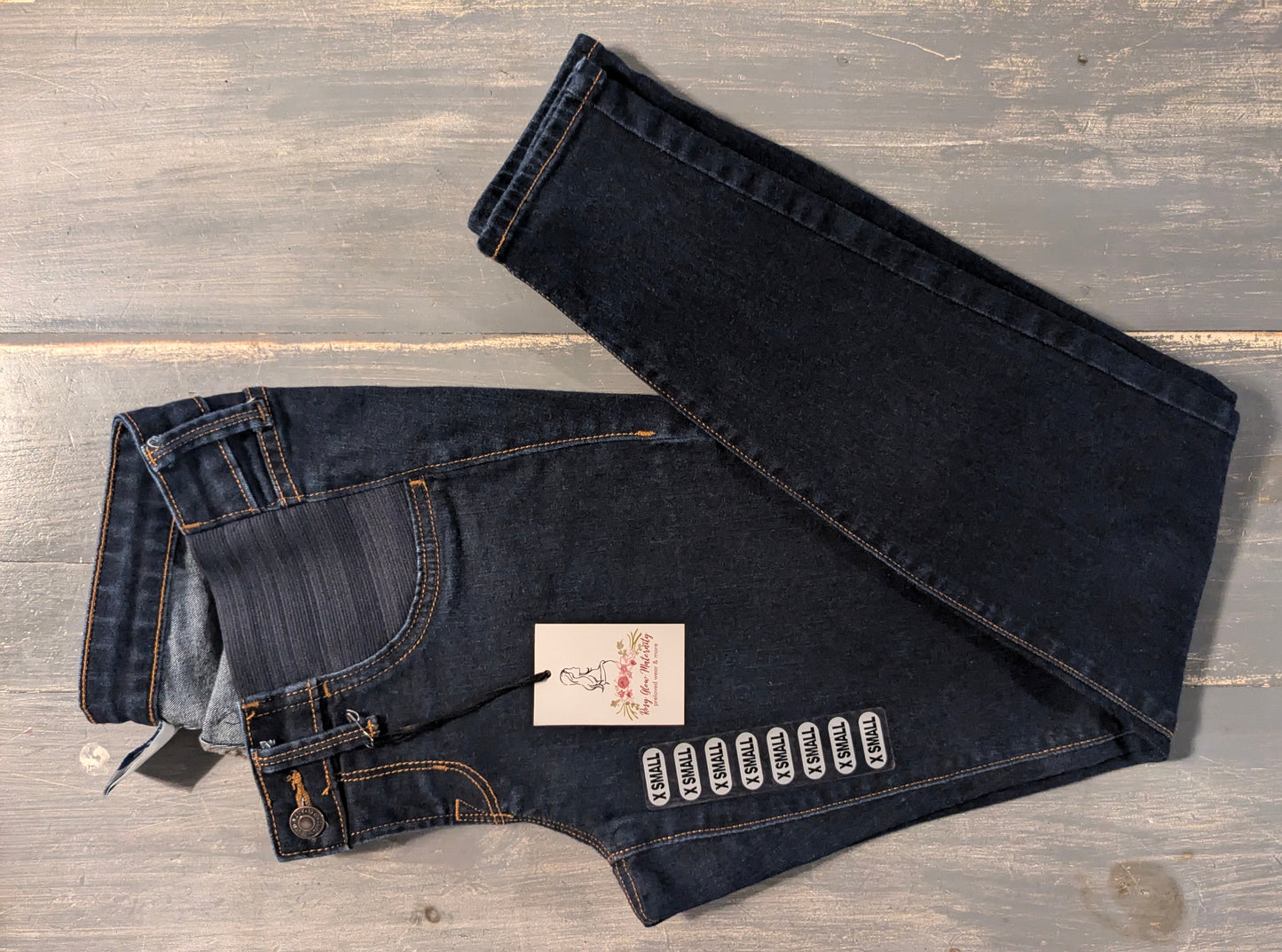 Side panels 27" Rockstar skinny jeans, Dark wash