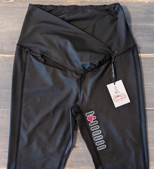 Under-belly crisscross panel 25" active leggings, Black