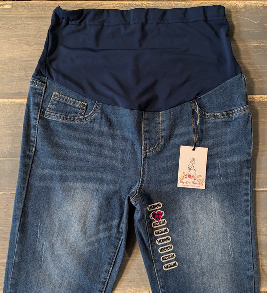 Cuffed hem full panel 26" skinny jeans, Multi wash