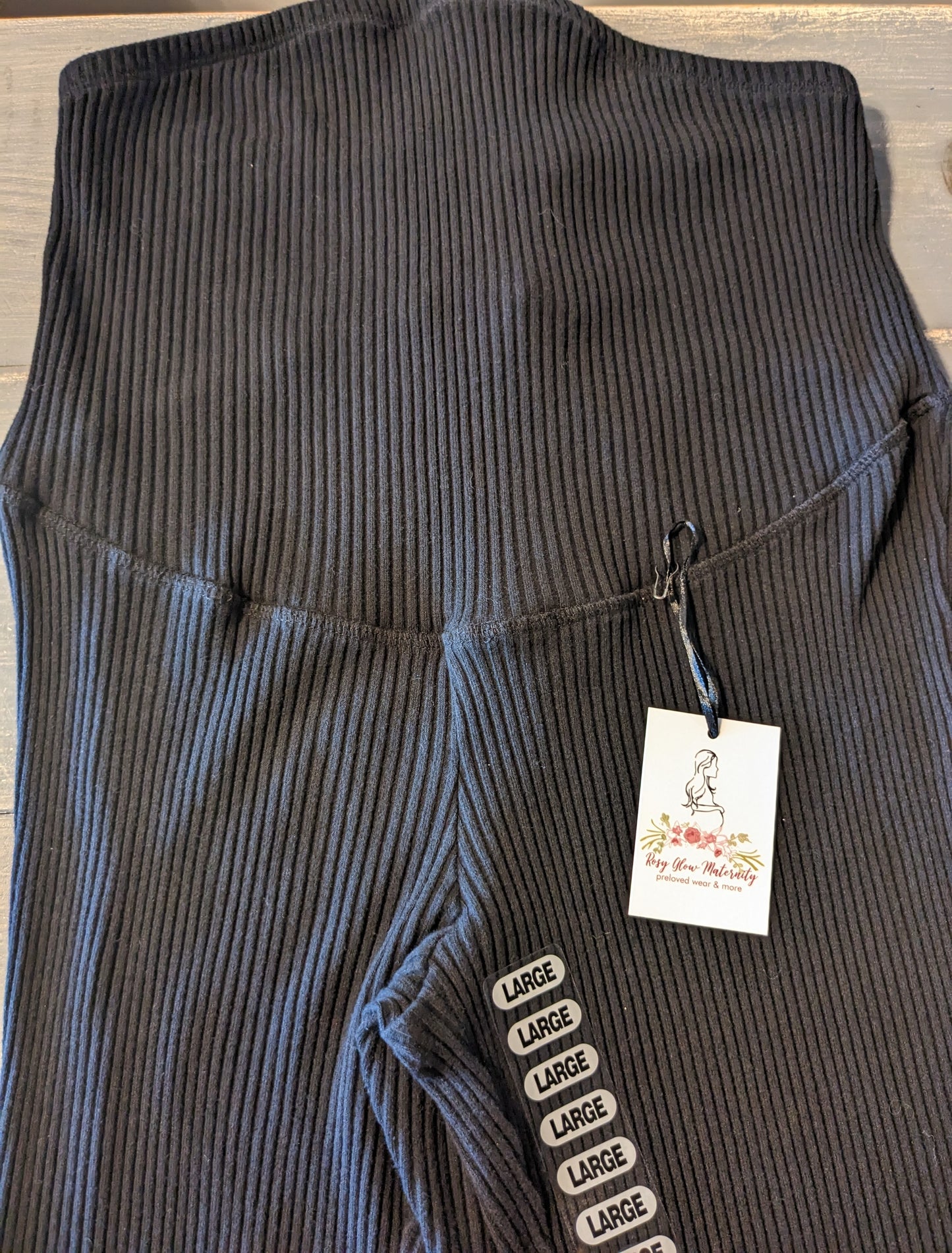 Ribbed knit full panel 29" leggings, Black