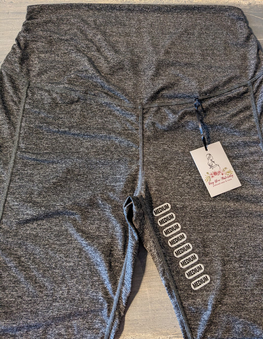 Full panel 16" cropped leggings with pockets, Heathered grey