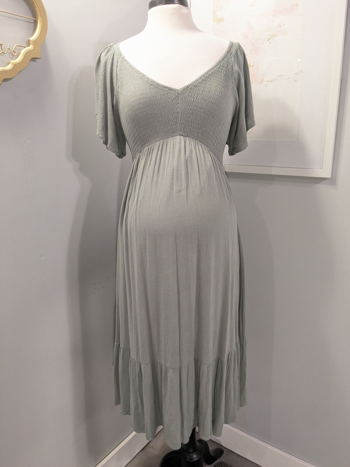Smocked Midi in Sage